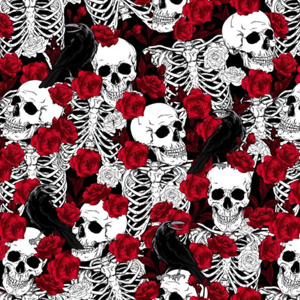 Bones and Roses Halloween Cotton Fabric
