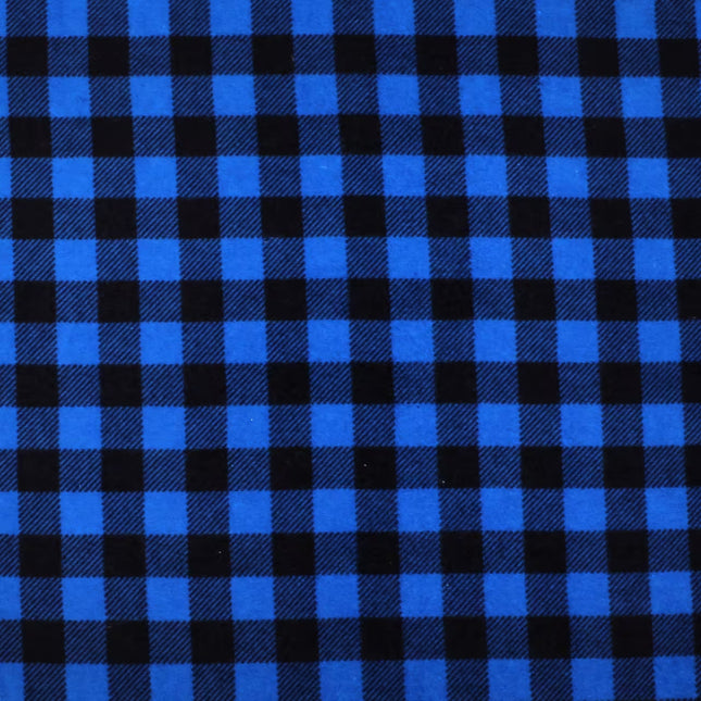 Black & Blue Plaid Flannel Fabric