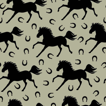 Giddy Up Horses Allover Digital Cotton Fabric