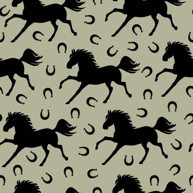 Giddy Up Horses Allover Digital Cotton Fabric