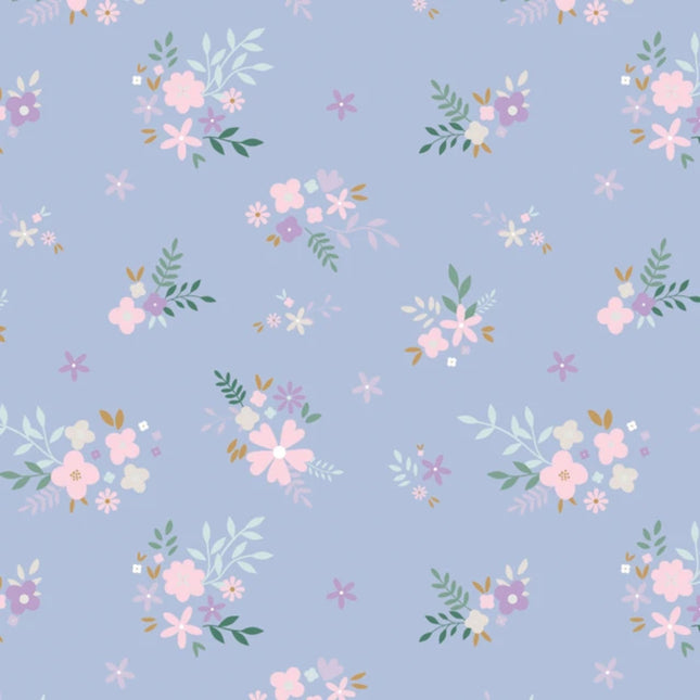 Soft Floral Perwinkle Flannel Fabric