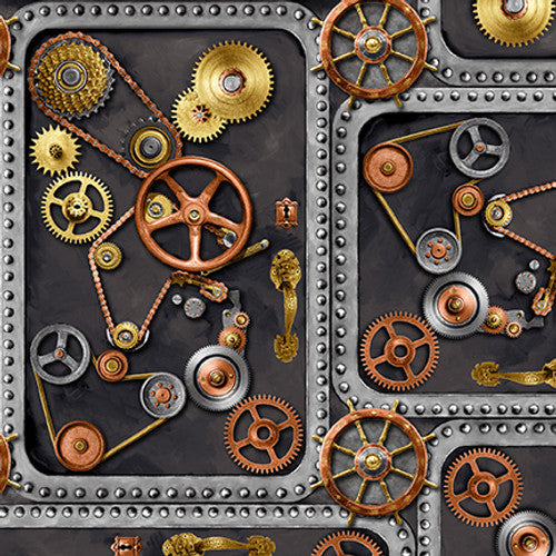 Single Layer Cotton Blanket - Full Steam Ahead Digital Gears on Doors Cotton
