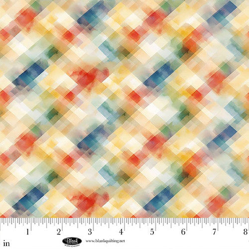 Curtain Valance - Panda Paradise Digital Plaid Cream Cotton