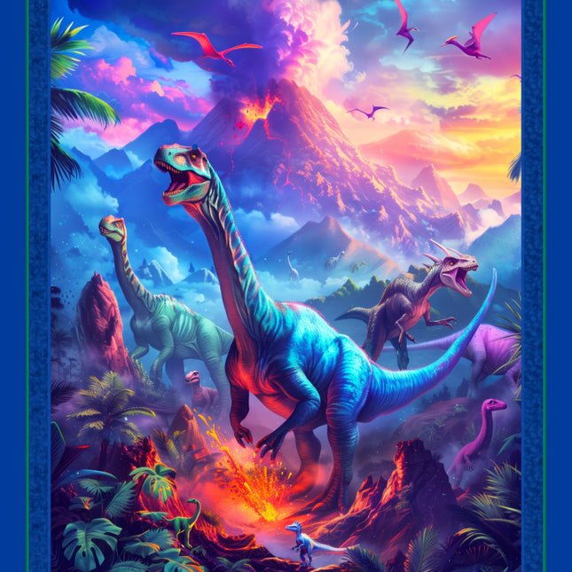 Dino Fire Cotton Panel