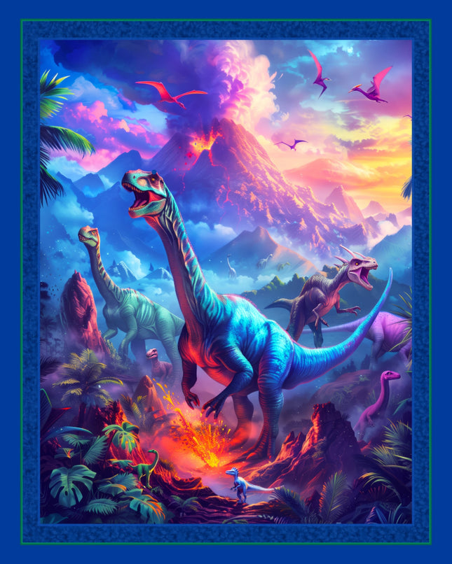 Dino Fire Cotton Panel