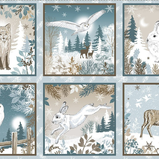 Winter Whispers 24" Wildlife Panel Cotton Fabric
