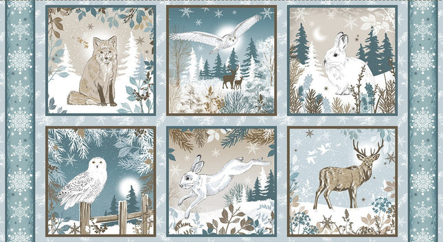 Winter Whispers 24" Wildlife Panel Cotton Fabric