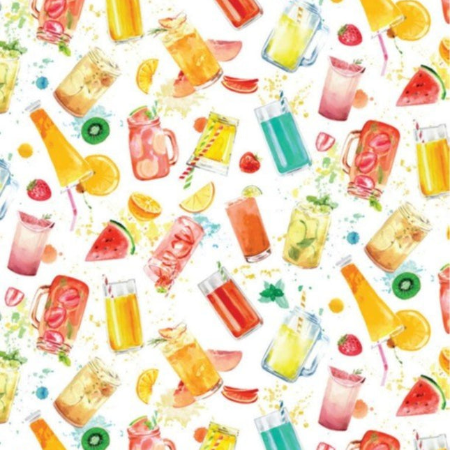 KWT Summer Fruit Drinks Cotton Fabric