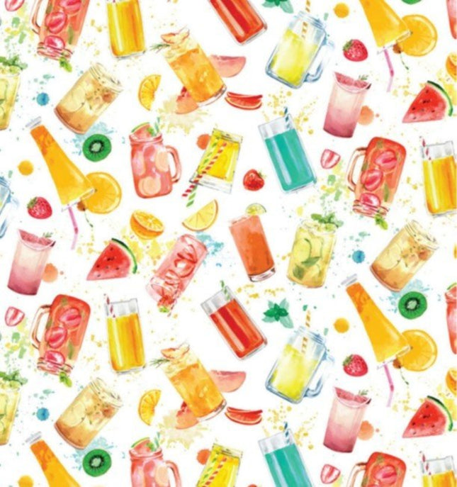 KWT Summer Fruit Drinks Cotton Fabric