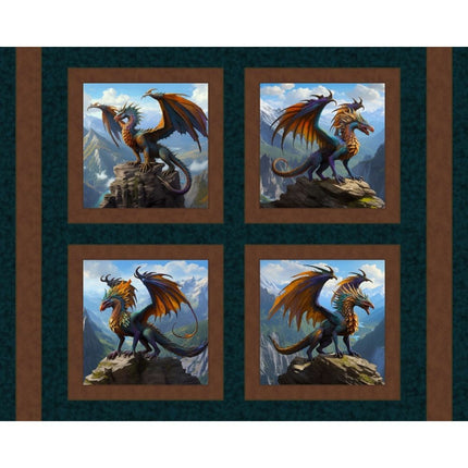 Dragon Kings Cotton Pillow Panel