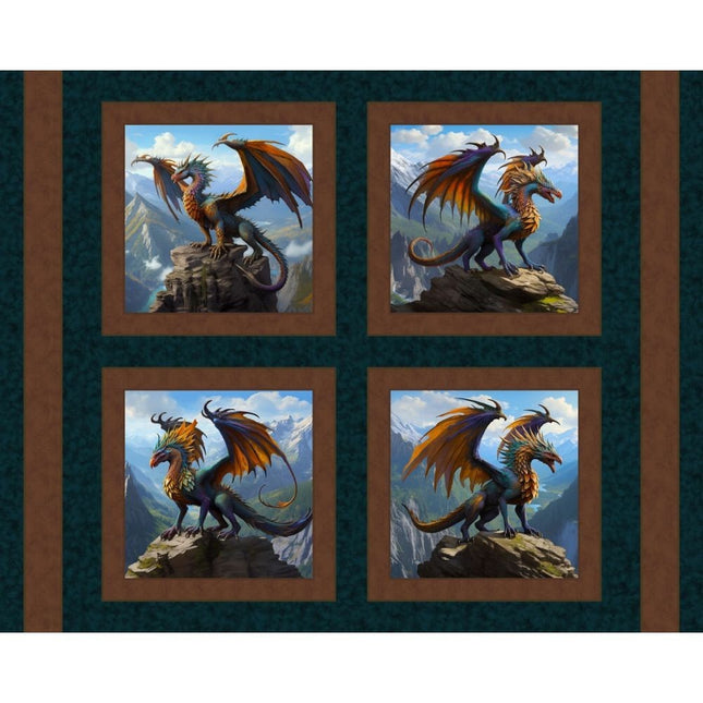 Dragon Kings Cotton Pillow Panel