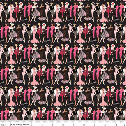 Barbie Vintage Fashion Black Cotton Fabric