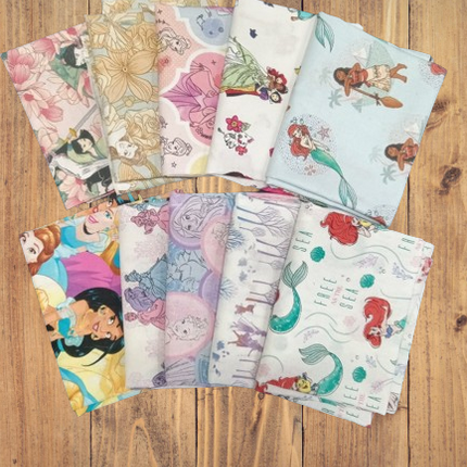 10 Fat Quarters - Assorted Disney Princesses Fat Quarter Bundle