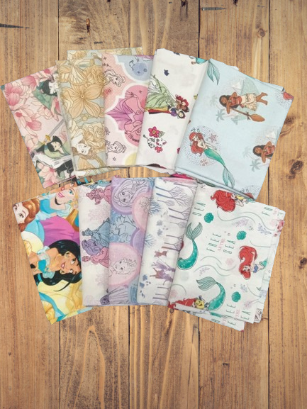 10 Fat Quarters - Assorted Disney Princesses Fat Quarter Bundle