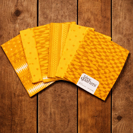 6 Fat Quarters -Golden Textures Hearts, Geometrics & Prints Fat Quarter Bundle