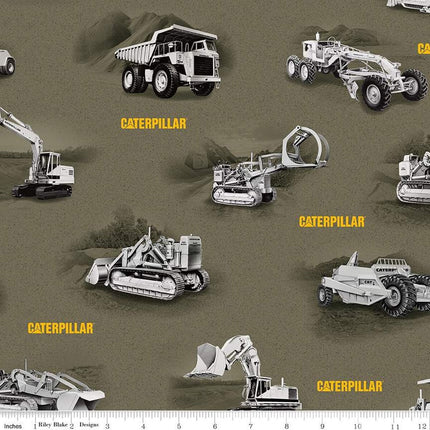 Caterpillar® 100 Years Main Green Cotton Fabric