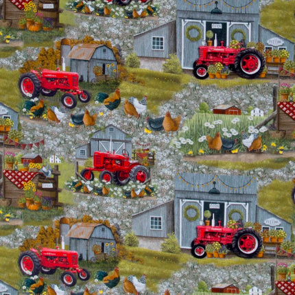 Farmall Plank Scenic Cotton Fabric