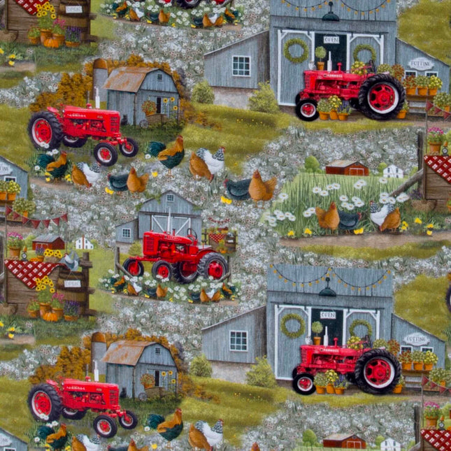 Farmall Plank Scenic Cotton Fabric