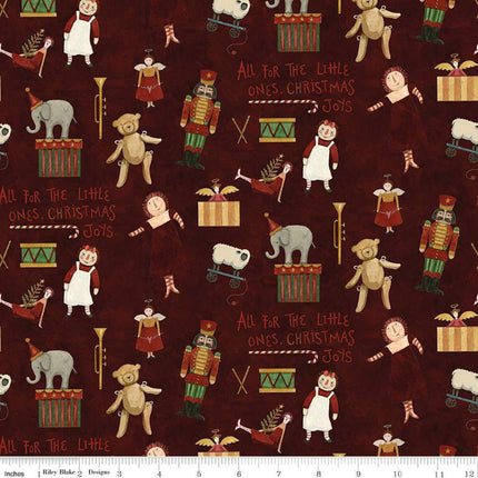 Naughty or Nice Toys Cranberry Cotton Fabric