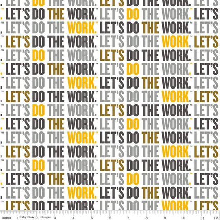 Caterpillar® 100 Years Slogan White Cotton Fabric