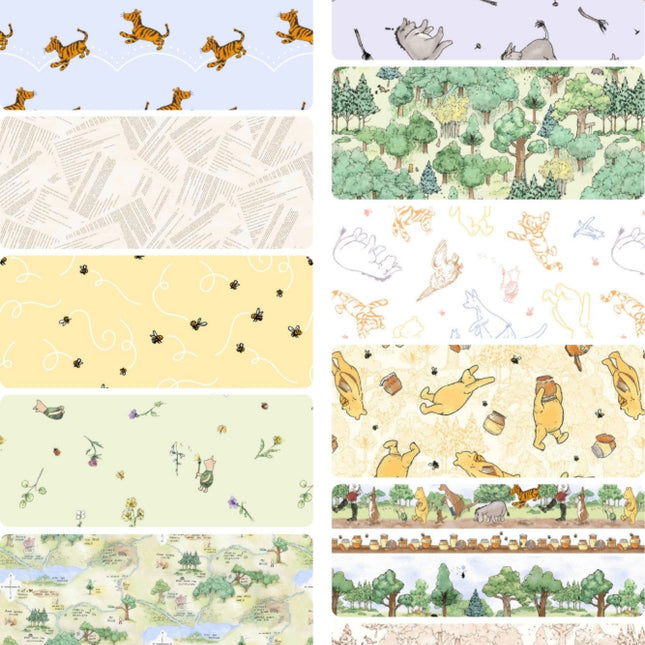 10 Fat Quarters – Assorted Classic Pooh and Friends Fat Quarter Bundle