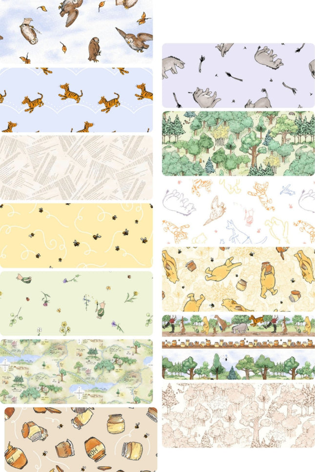 10 Fat Quarters – Assorted Classic Pooh and Friends Fat Quarter Bundle