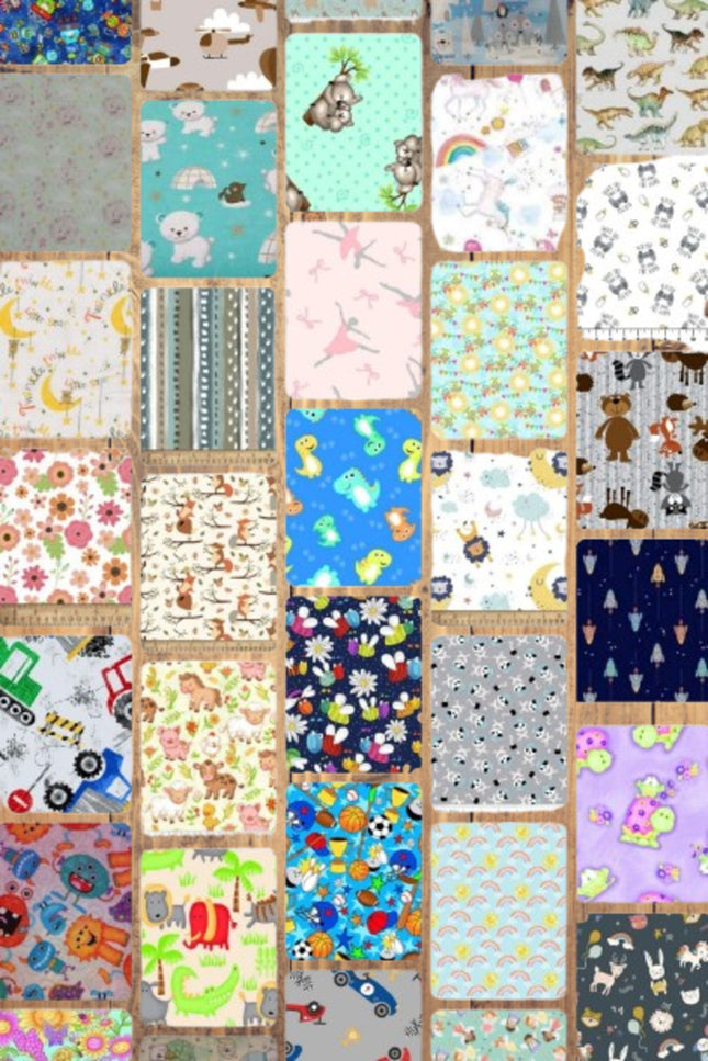 Assorted Children's Flannel Fabric - 1 lb Fat Quarter Bundle