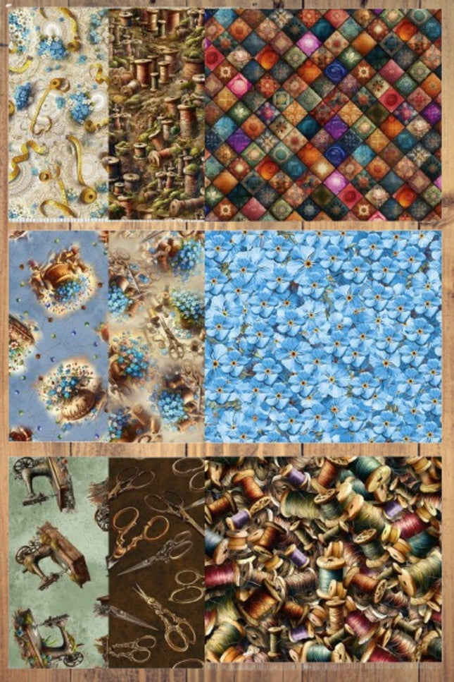 9 Fat Quarters - Assorted Forget Me Not Sewing Fat Quarter Bundle