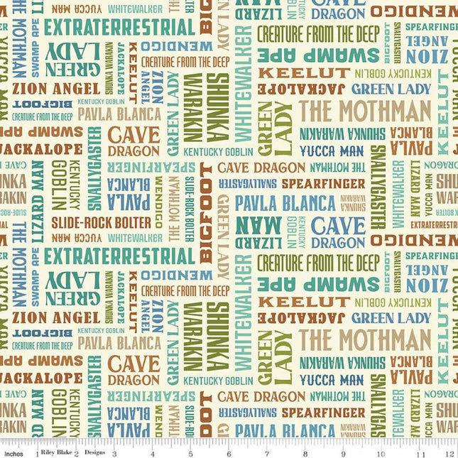Legends of the National Parks Names Cream Cotton Fabric