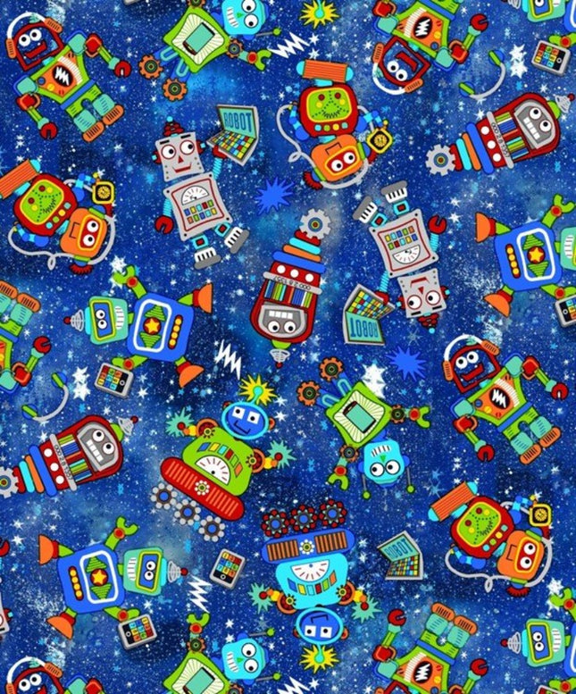 Handmade Blanket, Burp Rag/ Security Blanket, and Bib Space Robots Blue