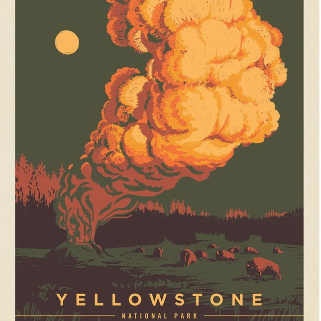 National Parks Poster Panel Yellowstone Cotton Fabric