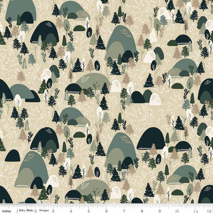 Let's Wander Mountain Music Stone Cotton Fabric
