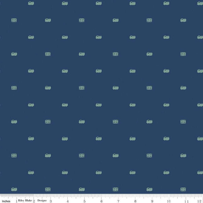 Thomas & Friends™ 80th Anniversary Train Dots Navy Cotton Fabric