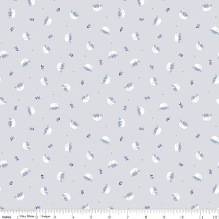 Twinkle Little Star Flock Gray Cotton Fabric