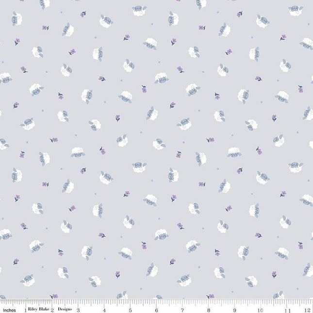 Twinkle Little Star Flock Gray Cotton Fabric