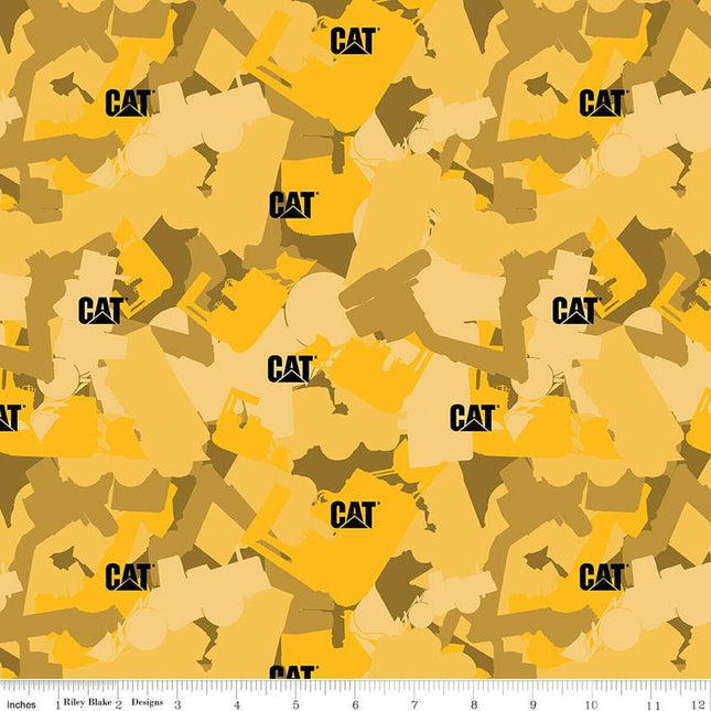 Caterpillar® 100 Years Camo Yellow Cotton Fabric