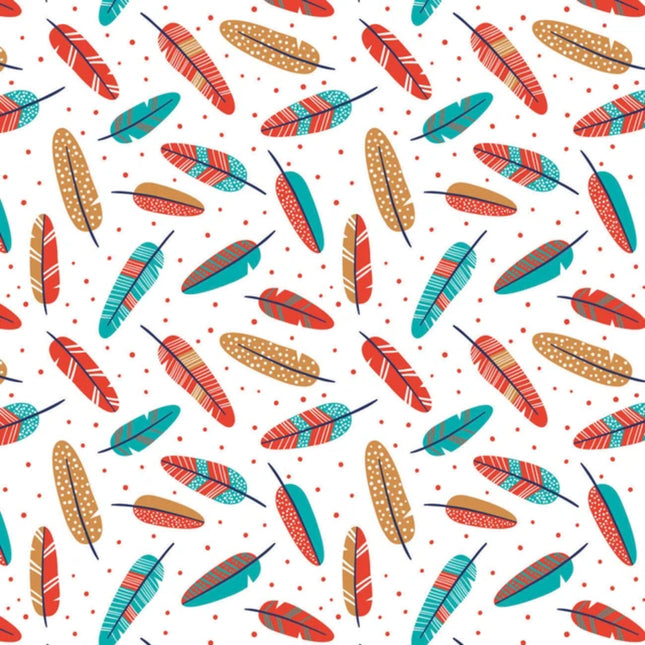 Aztec Woodland Feathers Multi Flannel Fabric