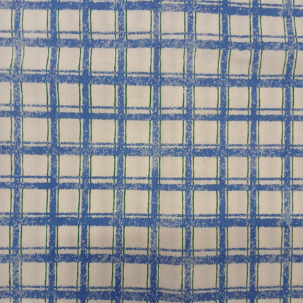 Blue & Green Sketch Plaid 45" Wide Cotton Fabric