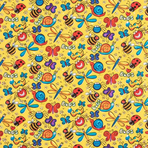 Happy Bugs Cotton Calico Fabric