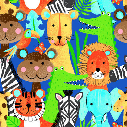 Safari Animals Multi Flannel Fabric