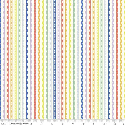 New Box of Crayons Stripe Cloud Cotton Fabric