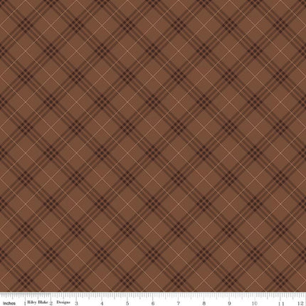 Coffee Time Plaid Brown Cotton Fabric