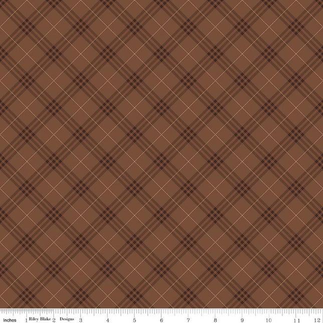 Coffee Time Plaid Brown Cotton Fabric