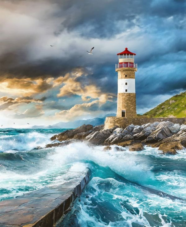 Coastal Guardians 36" Lighthouse Cotton Panel Fabric