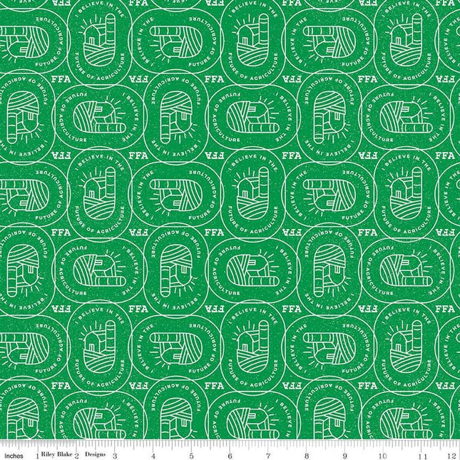 FFA Forever Blue 2 Farm Patch Green Cotton Fabric