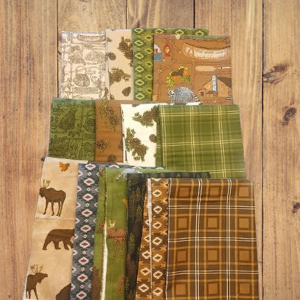 14 Half Yards -Assorted Pine Grove Wildlife Cotton Half Yard Bundle