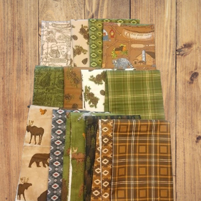 14 Half Yards -Assorted Pine Grove Wildlife Cotton Half Yard Bundle