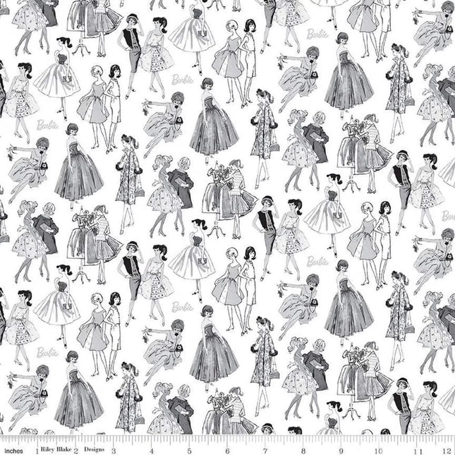 Barbie Vintage Tonal White Cotton Fabric Curtain