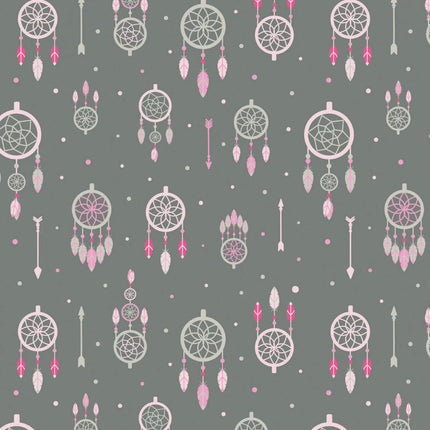 Dreamcatchers Grey Flannel Fabric