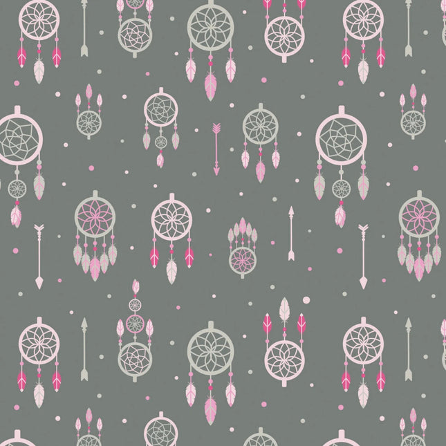 Dreamcatchers Grey Flannel Fabric